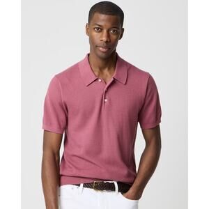 J Crew Factory Basketweave cotton sweater-polo short sleeve mauve pink CI774